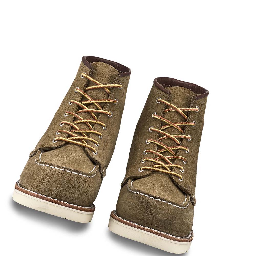 Red Wing 6-inch Classic Moc Heritage Short in Mohave Leather Women's Boots Olive | ZA 132AHK